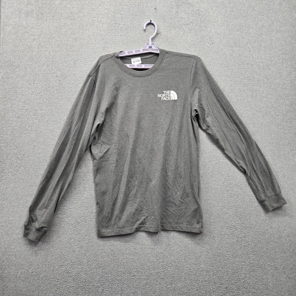 The North Face Men Shirt SMALL Gray NSE Logo Graphic Print Long Sleeve Crew Neck